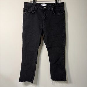 Zara Black cropped Jeans Raw Hems Sz 14